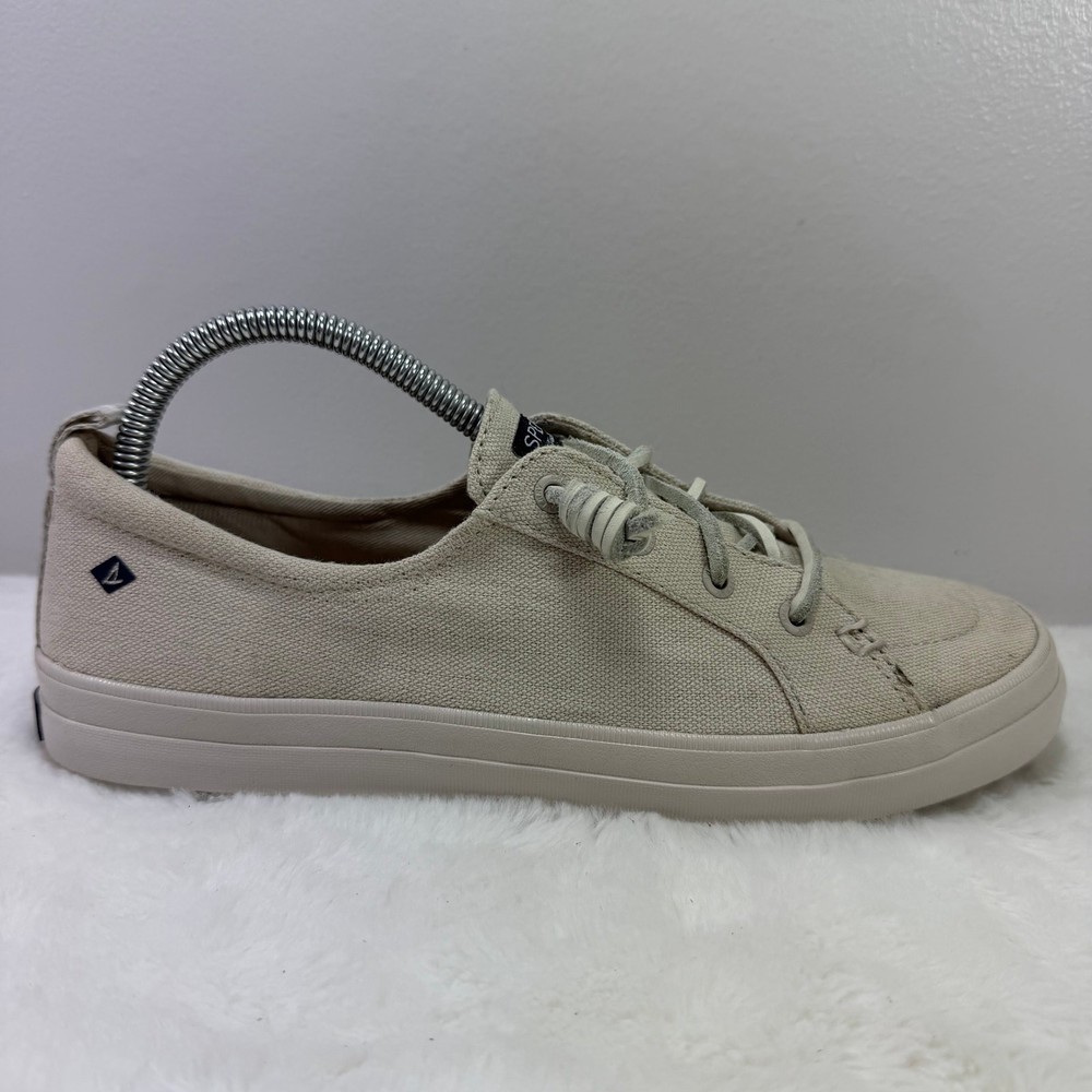 Sperry Women’s Crest Vibe Canvas Sneakers Oat Slip-On Lace – Size 9