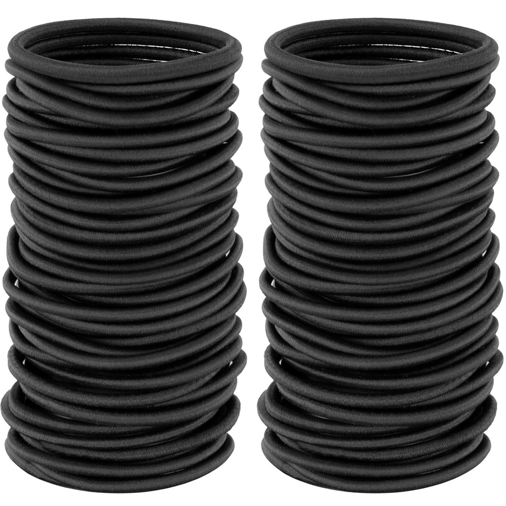 VUKOKU Black 4MM 3MM Thick Premium Elastic Hair Ties No Slip No Crease