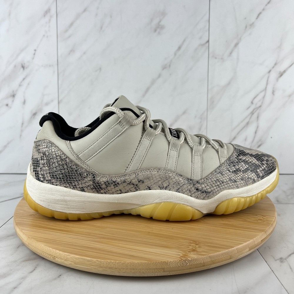 Nike Jordan 11 Retro Low Mens Size 13 Light Bone Snakeskin Sneakers CD6846-002