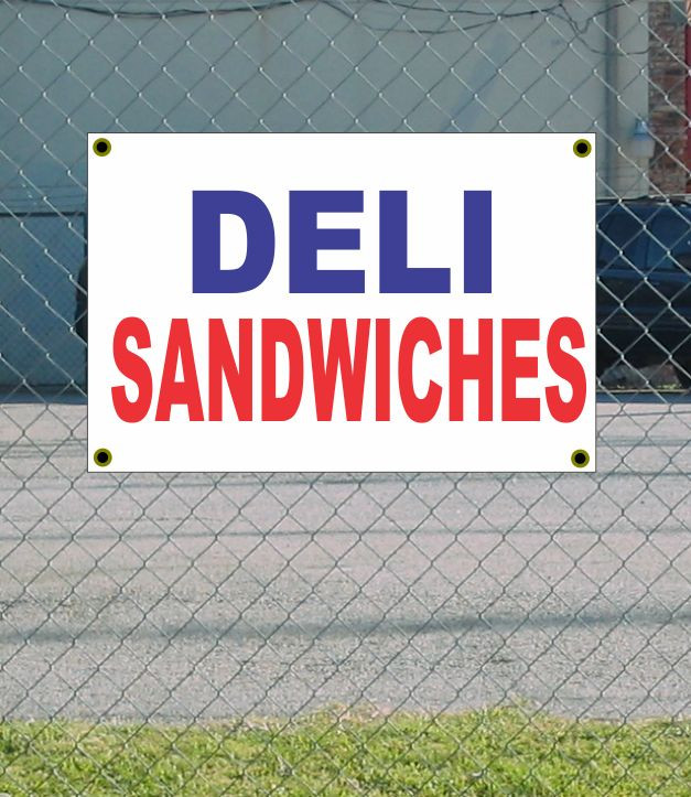 2x3 Red White & Blue Deli Sandwich Banner Sign New Discount Size & Price