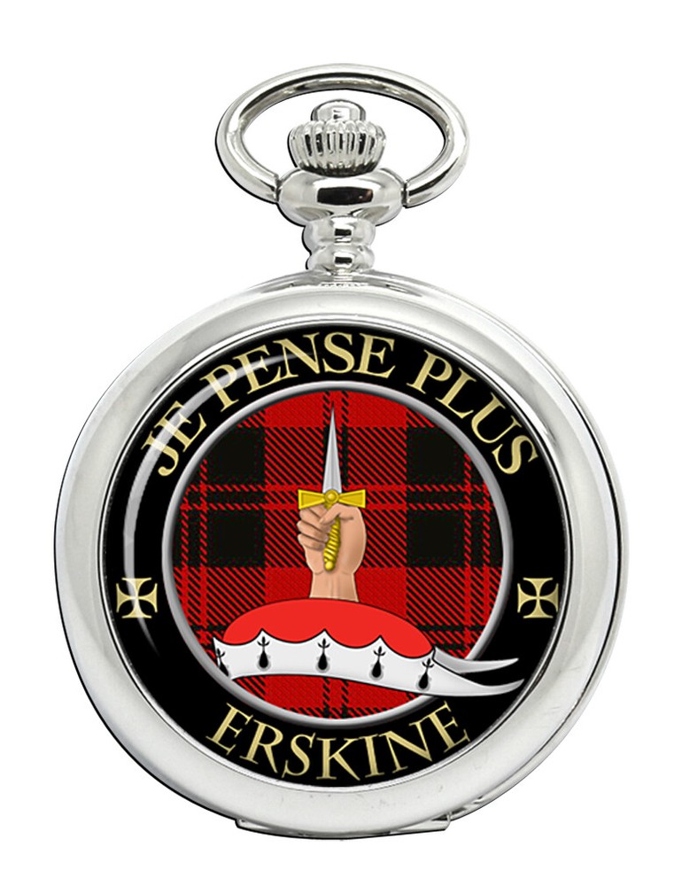 Erskine Scottish Clan Engraved Silver Pocket Watch