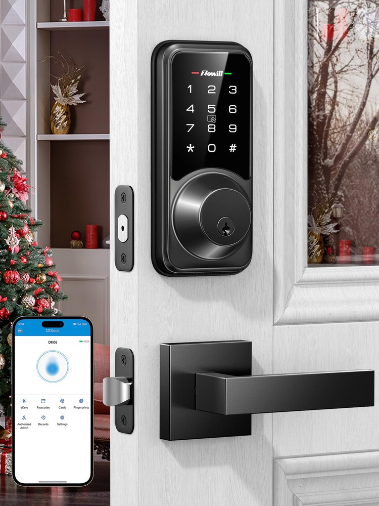 Smart Keyless Entry Door Lock with Handle Set - Front Door Smart Lock App Control
