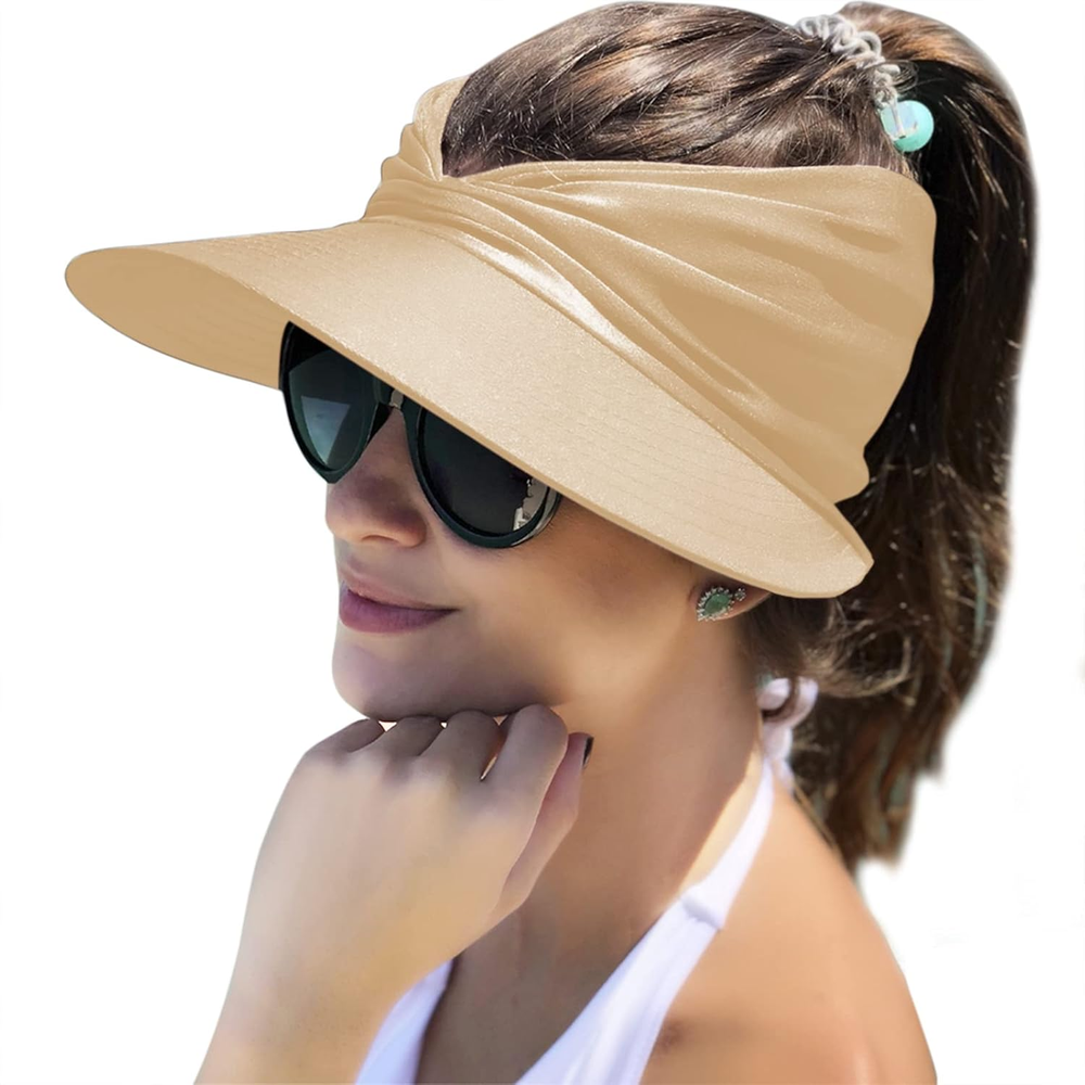 Women's Wide Brim UPF 50+ Sun Visor Hat for Beach & Sports