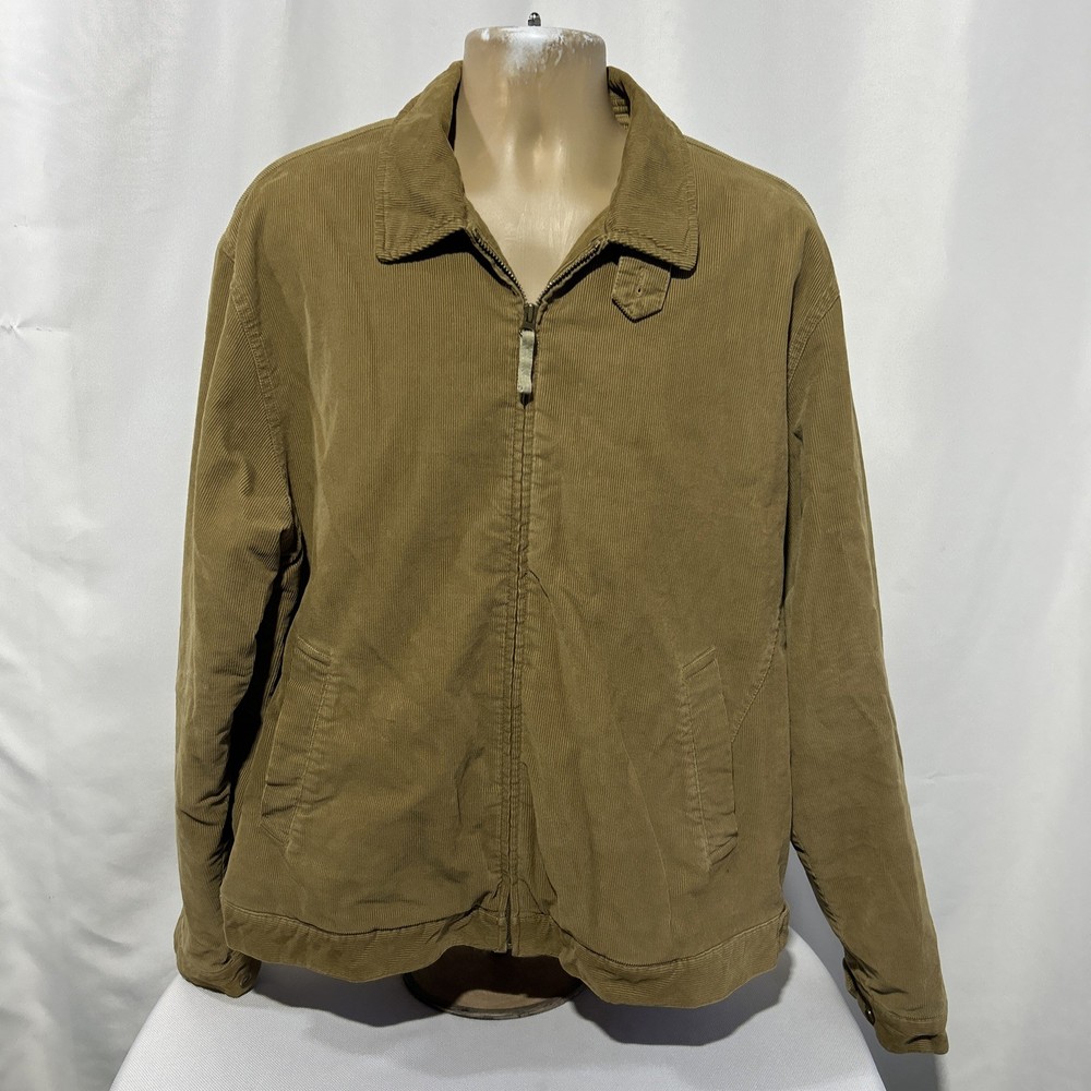 Vintage Y2K J Crew Corduroy Quilted Jacket XL Bomber Workwear Lined Mens Brown