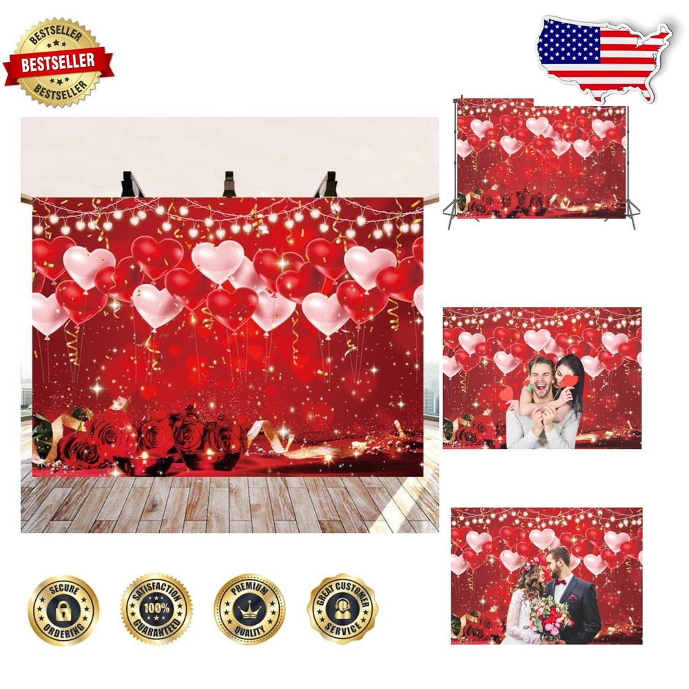 Lightweight 10x8FT Valentine's Day Photo Background with Eye-Catching Red Hearts