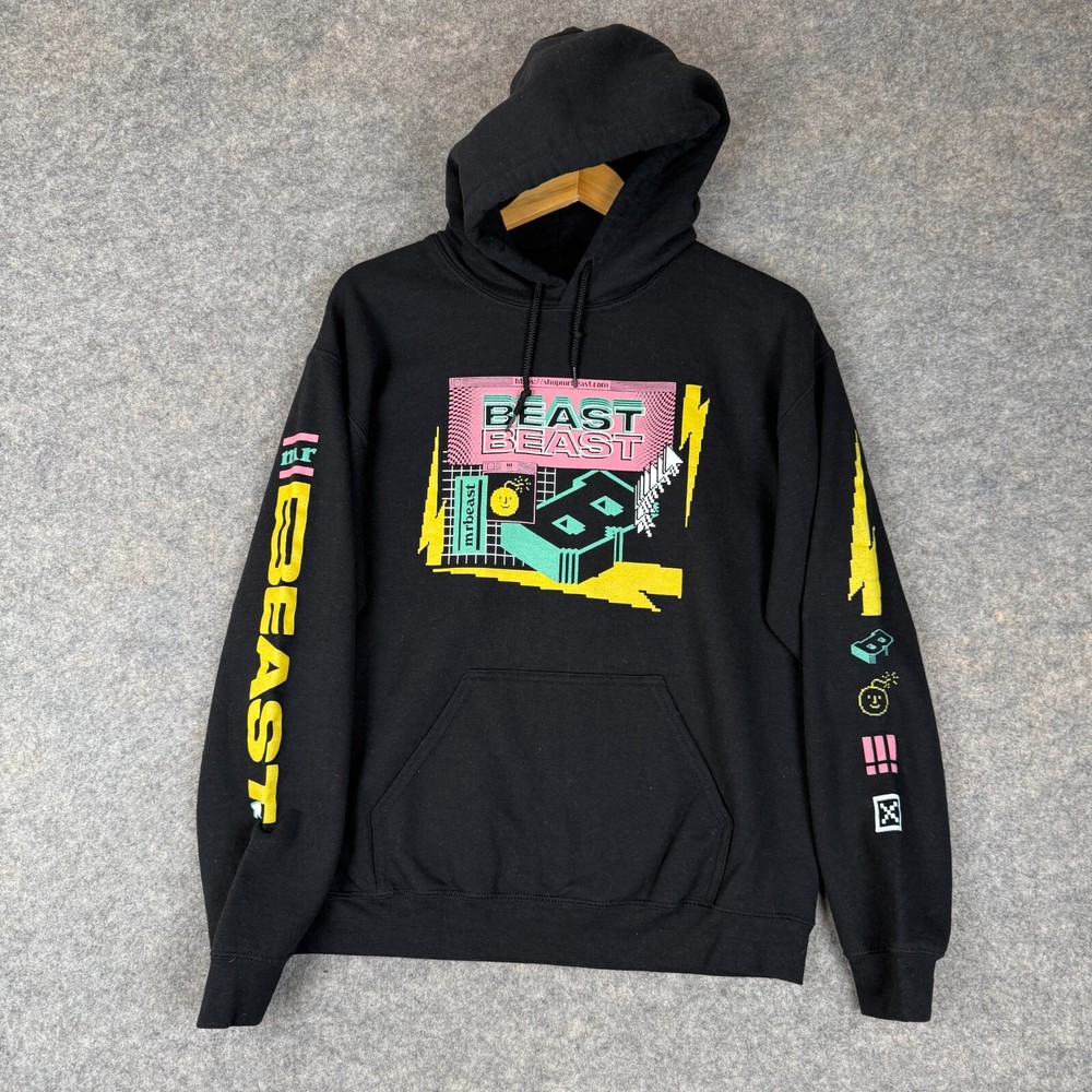 Mr Beast Hoodie Sweatshirt Mens Medium Escapism Shop Black Sweatshirt Graphic