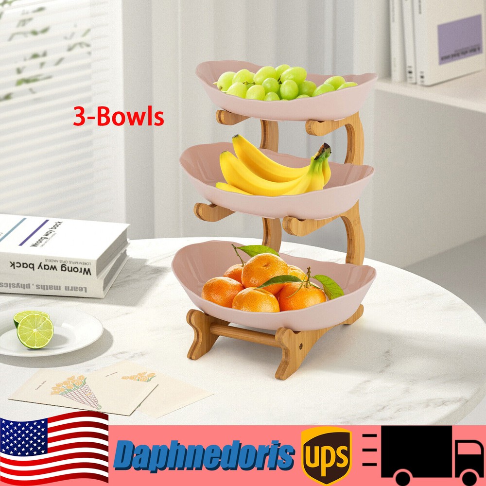 3-Tier Wooden Kitchen Fruit Basket for Fruits and Vegetables