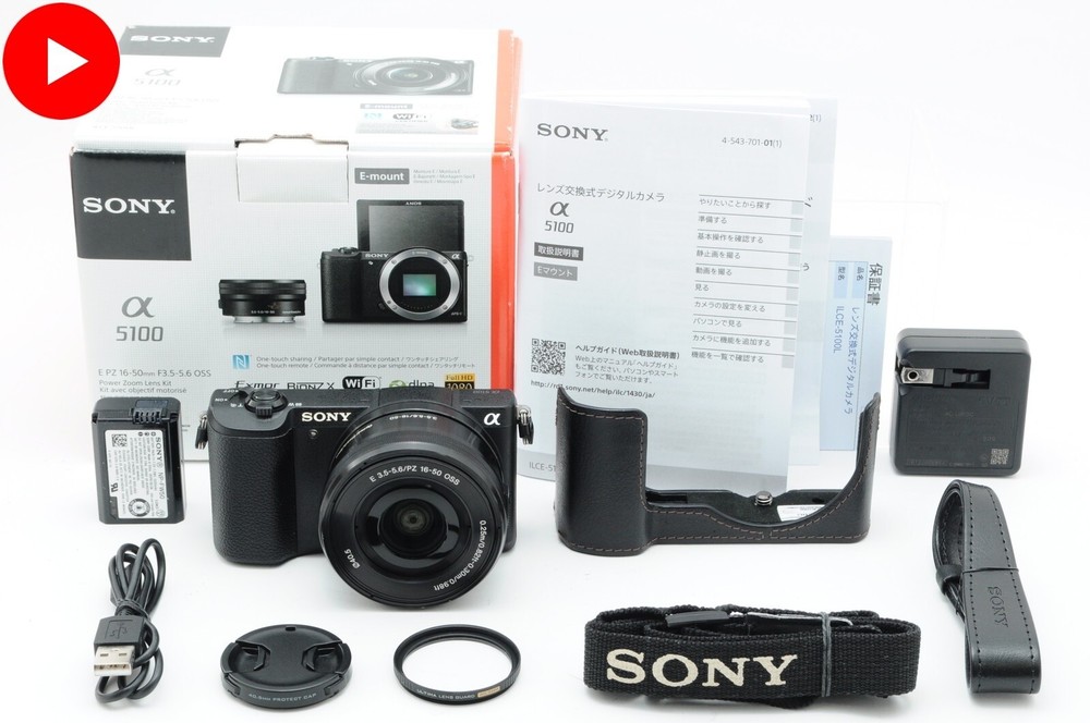 [35 Languages] Sony Alpha A5100 ILCE 5100 Black 16-50mm in Box Excellent