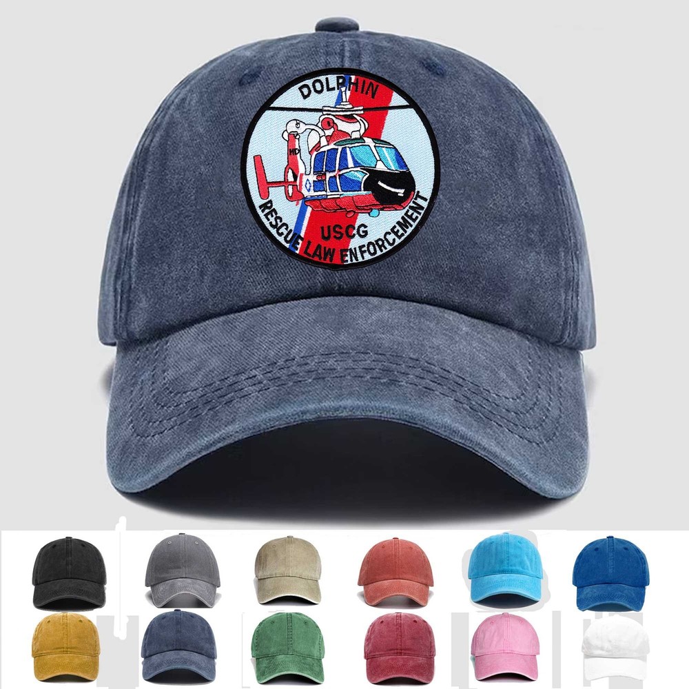 Custom Embroidered Hat HH-65 Dolphin Rescue Law Enforcement, Veteran Cap, Gift