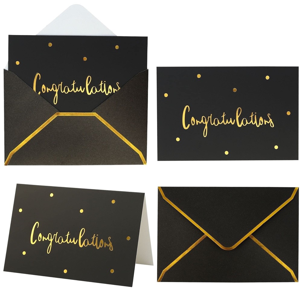Gold and Black Congratulations Cards with Envelopes | 36 PK All Occasion Gree...
