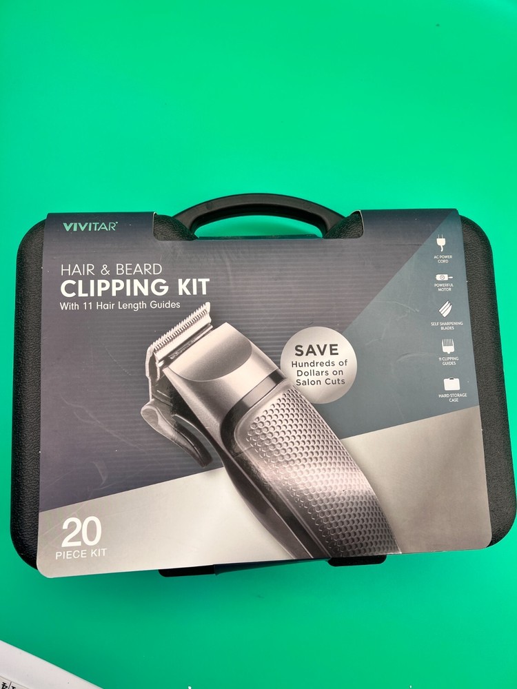 Vivitar 20-Piece Hair & Beard Clipper Kit with 11 Hair Length Guides in Black
