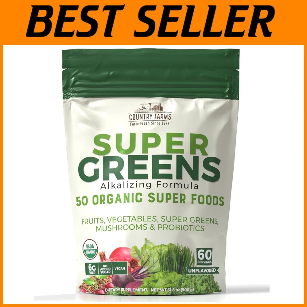 Energy-Boosting Super Greens Powder, 50 Organic Foods