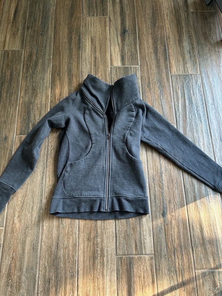 Lulmon Heathered Gray High Neck Zip Up Running Jacket