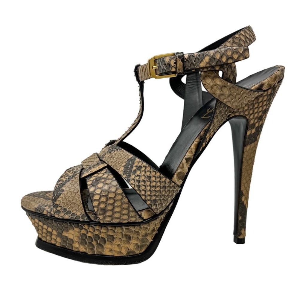 Saint Laurent YSL Tribute 105 Python Strap Heels Sandals Size 38 US8