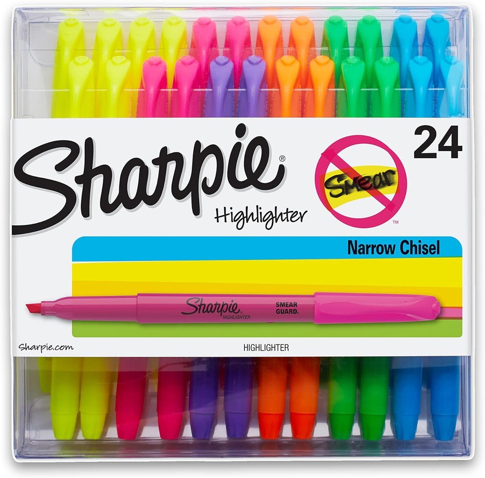 Sharpie Pocket Highlighters, Chisel Tip 24 Count (Pack of 1), Assorted