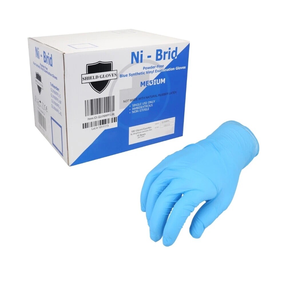 48000 Blue Synthetic Vinyl Exam Gloves Latex-Free Powder-Free Size Small