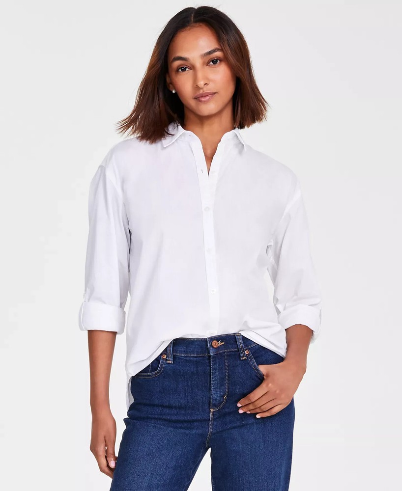 Gloria Vanderbilt Women's Top Sz M Amanda Button-Front Shirt