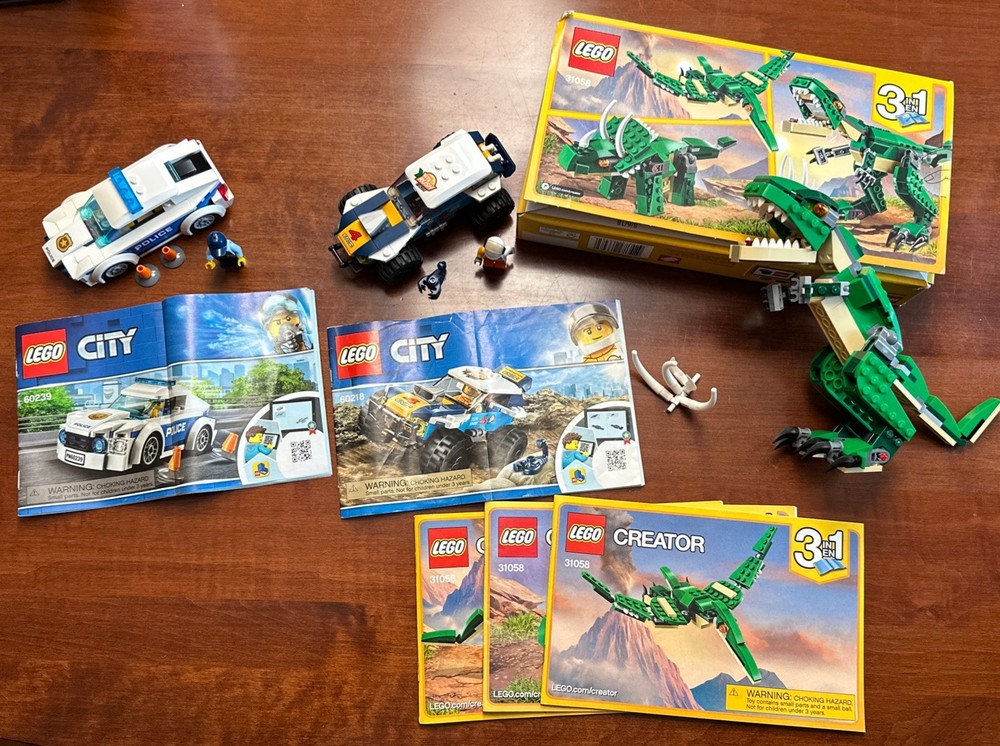 LEGO Creator Mighty Dinosaurs, City 60239 Police Patrol & 60218 Rally Racer
