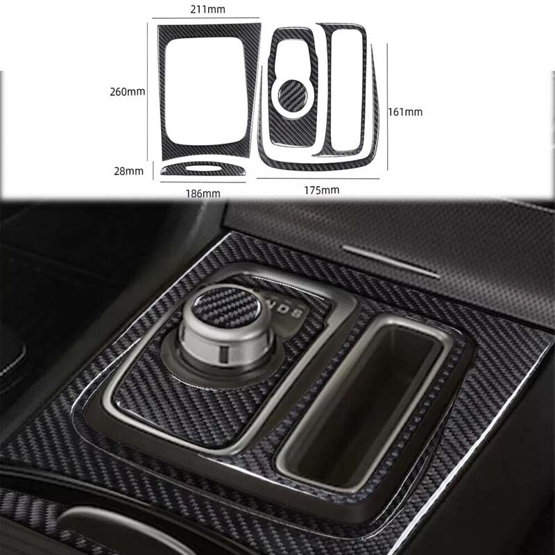 Car Interior Carbon Fiber Gear Shift Kit Cover Trim For 2015-2022 Chrysler 300