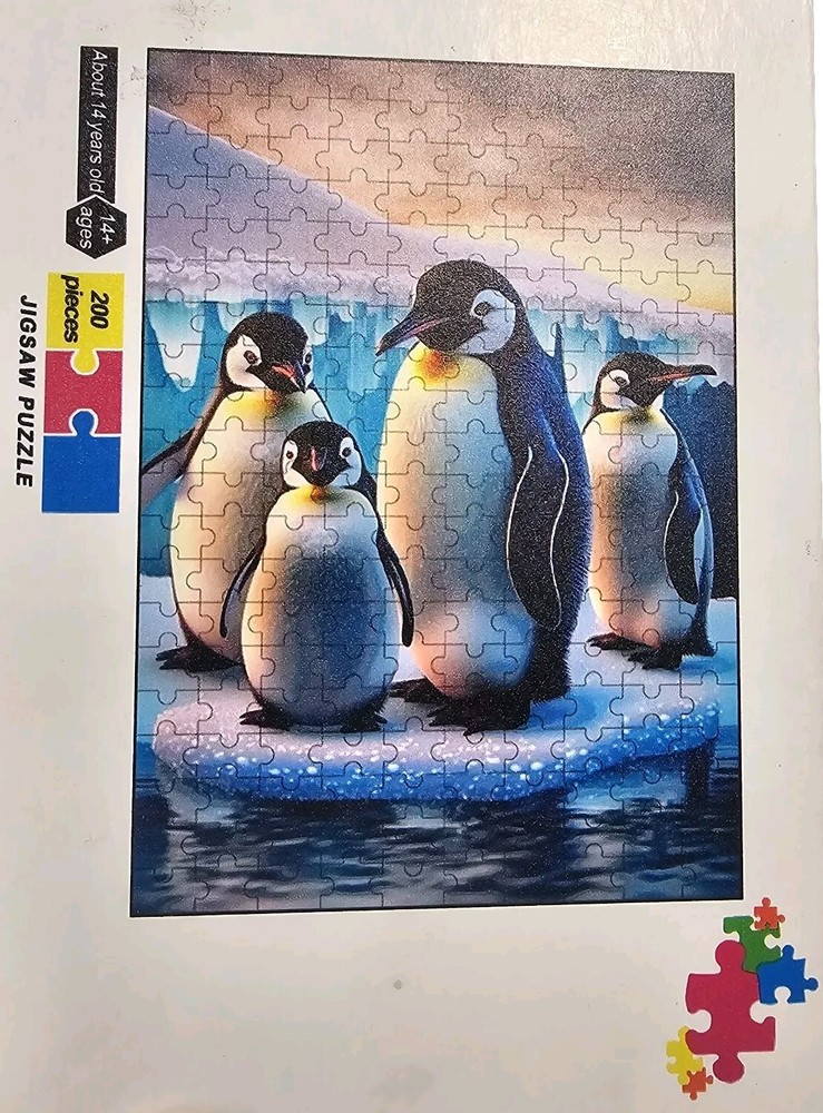 Wooden Penguin Puzzle multicolor 120 pieces letters on back pieces ages 14+
