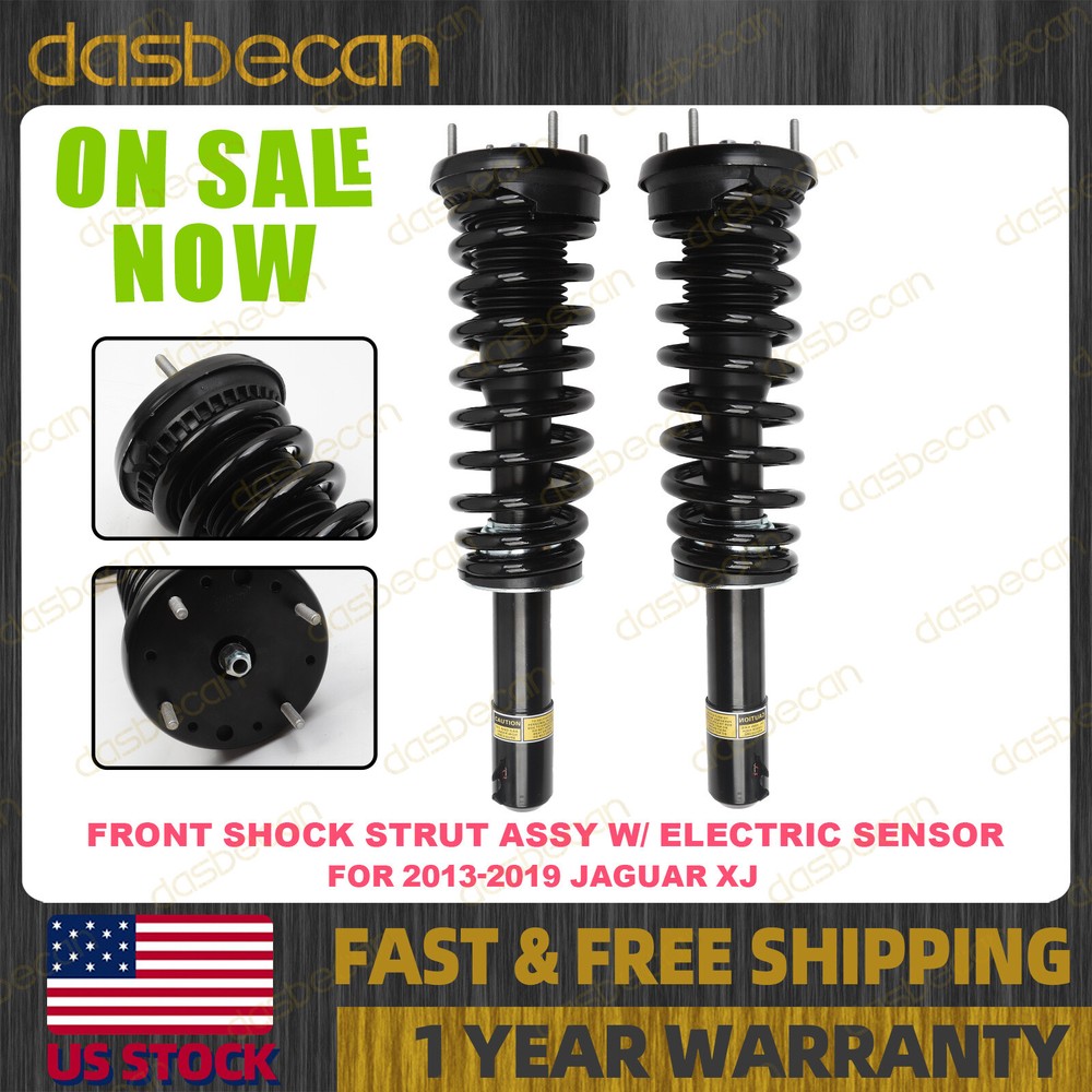 2PCS Front Shock Strut Assy w/ Electric Sensor For Jaguar XJ XJR X351 AWD 13-19