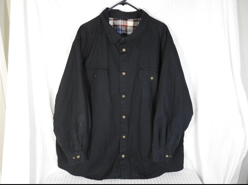 Men's Boulder Creek Trading Black Flannel Lined Snap Button Jacket, 3XL BIG.