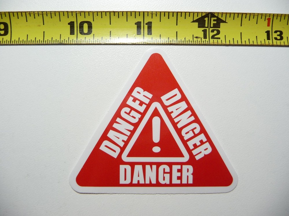 TRI DANGER EXCLAMATION POINT STICKER DECAL ART WINDOW LAPTOP SKATEBOARD