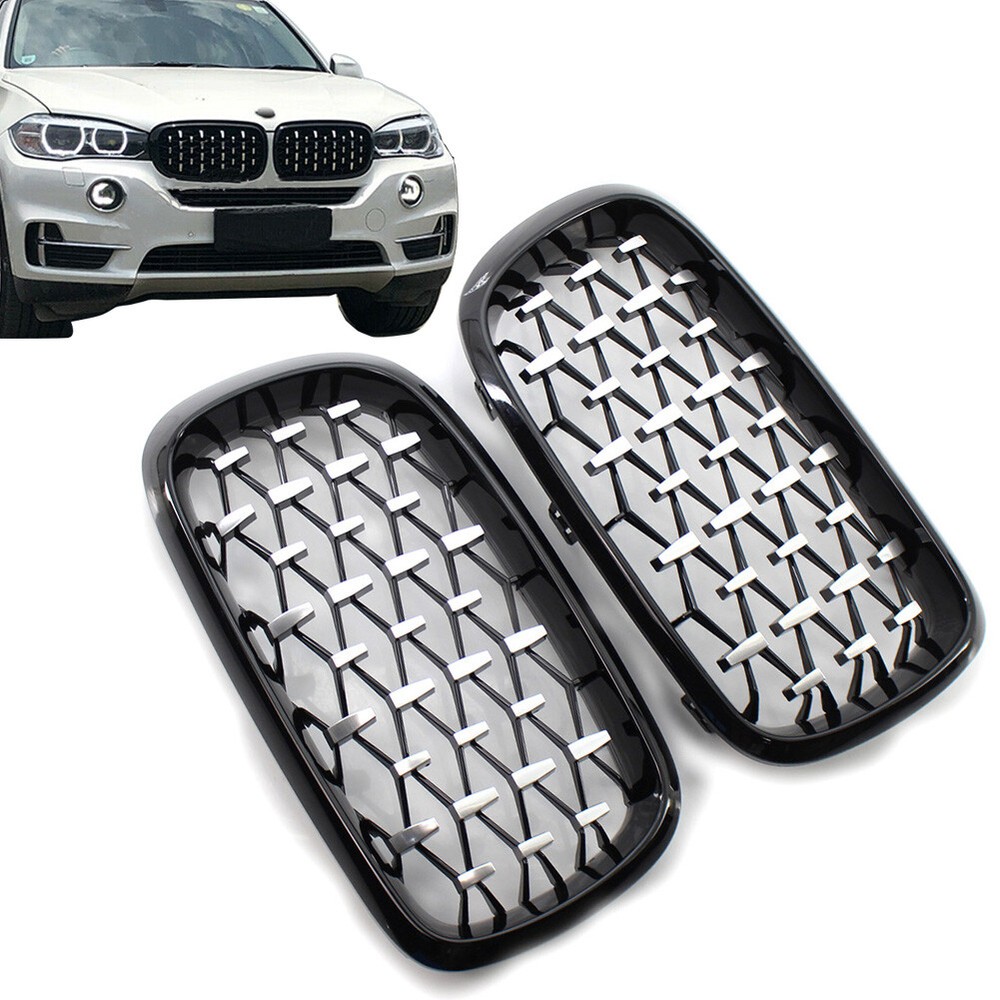 Car Front Black Grille Chrome Diamond Meteor Grill Fit for BMW X5 F15 2014-2016