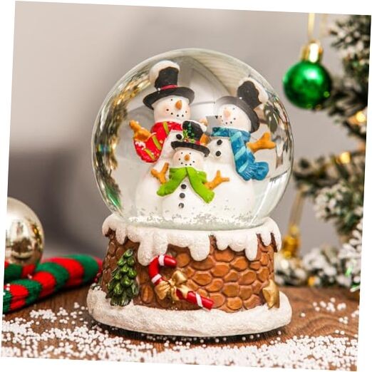 Festive Musical Snow Globe with Snowmen and Glitter Water for Christmas  