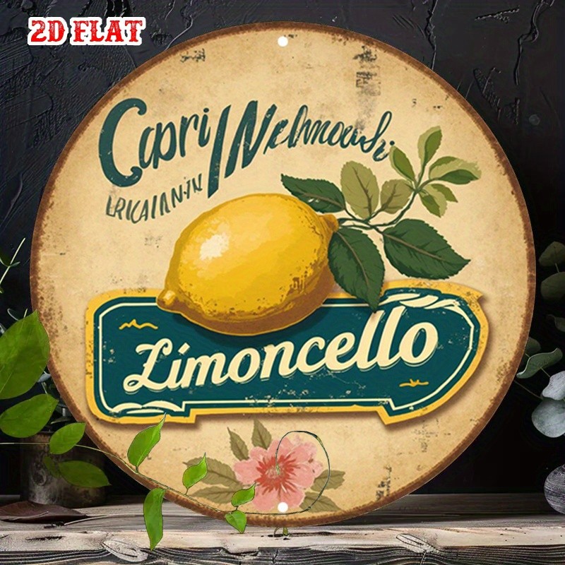 Tin Metal Signs Vintage Italian Limoncello Lemon Liquore Metal Wall Art Sign