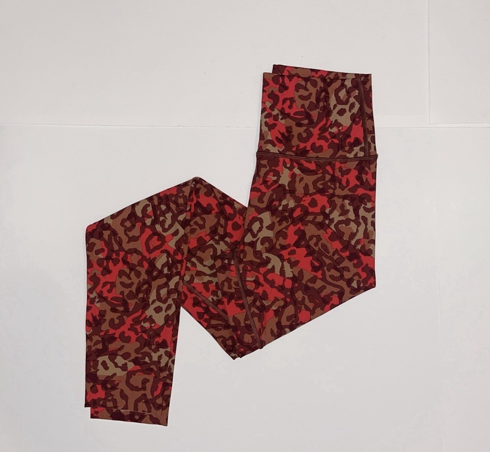 Women’s Offline By Aerie Legging M Long High Rise Long Inseam Red Brown Leopard
