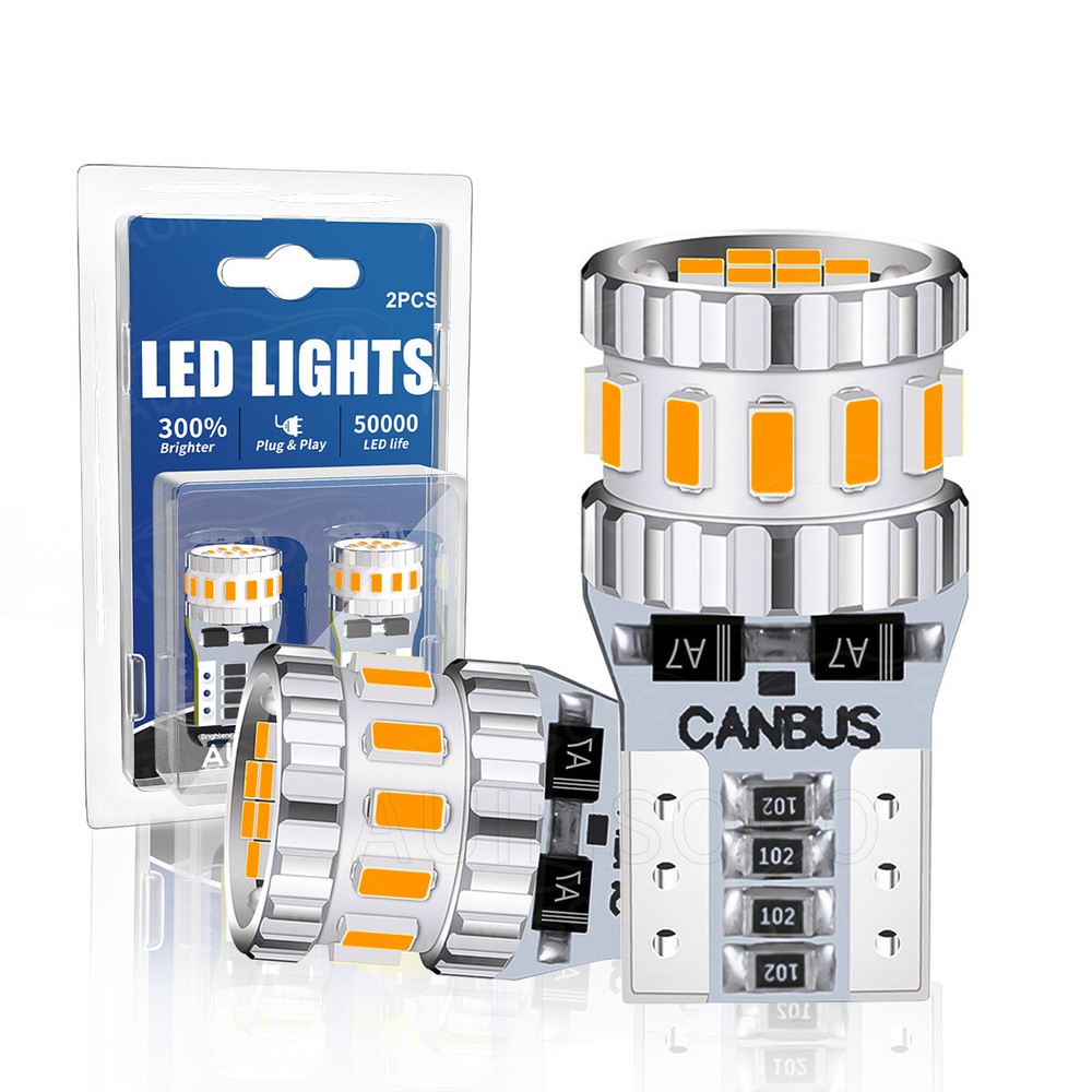 Cars Amber T10 194 168 W5W 2825 COB LED License Plate Interior Light Bulbs 3500K