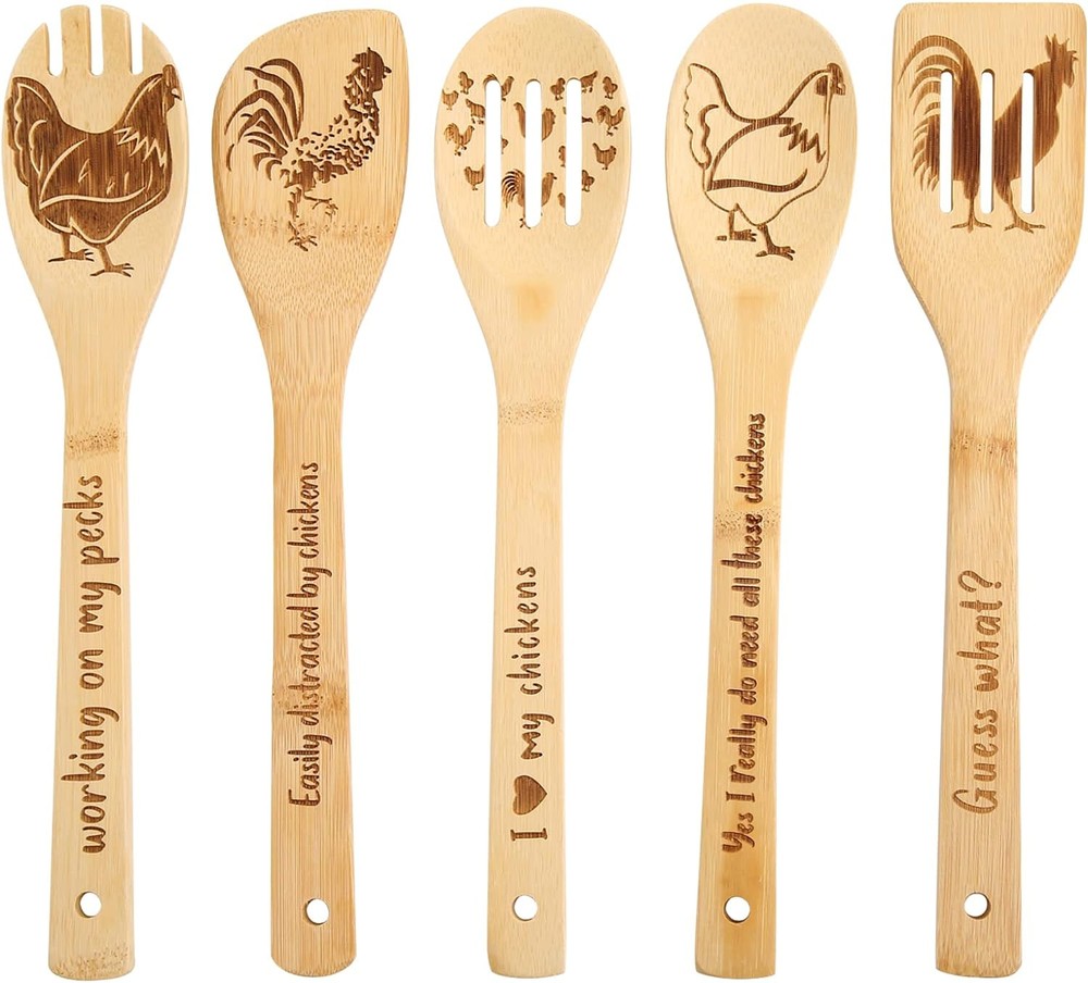 Pioneer Woman Kitchen Stuff - Valentine Rooster Wooden Cooking Spoons