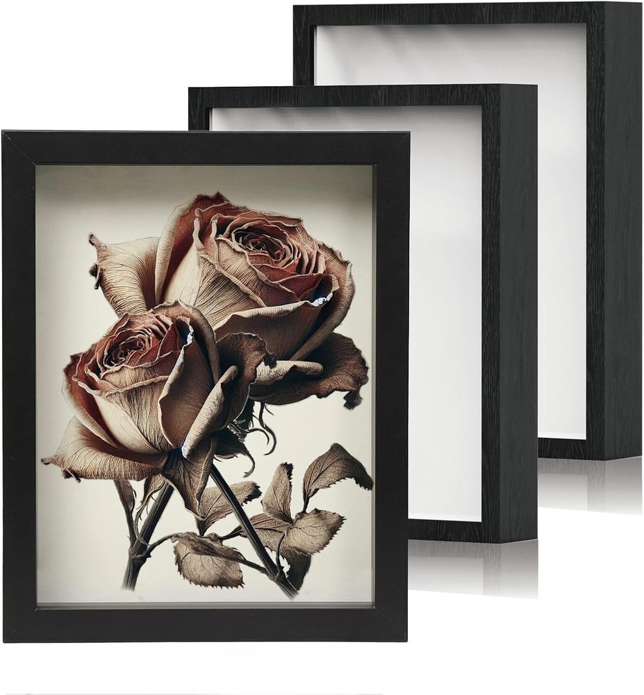 3Pc 8x10 Shadow Box Frame Set for Crafts Photos Medals Display