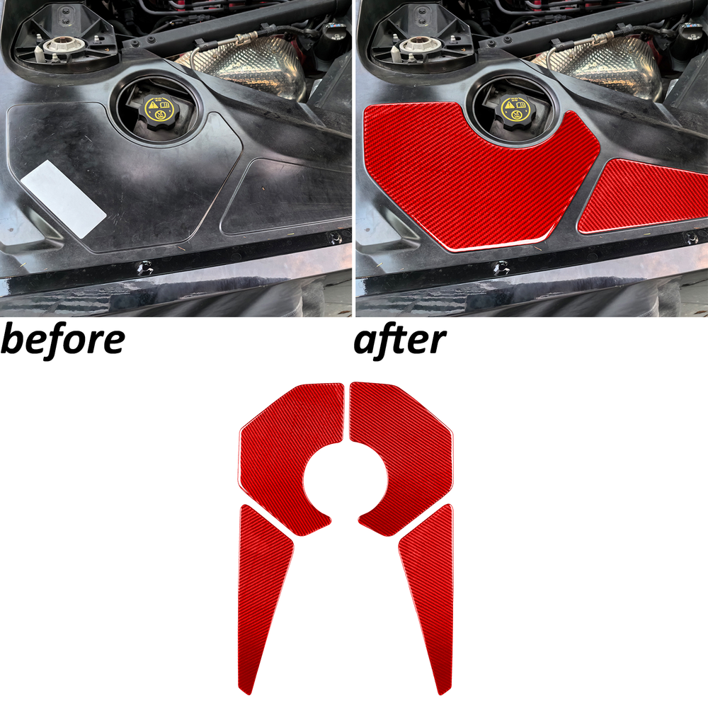 Red Carbon Fiber Engine Compartment Panel Trim For Chevrolet Corvette C8 2020-25