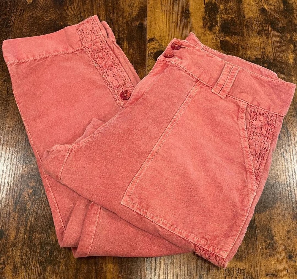 Sundance Women's Clay Color Pants, Decorative Side Trim w/roll ankle cuffs SZ 6