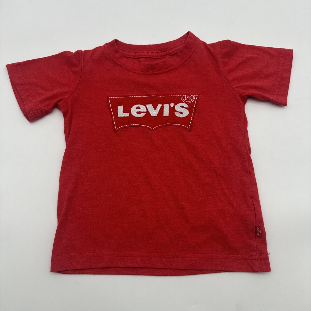 Levi’s T-shirt Youth Boy Size 3T 2-3 Years Red Logo Embroidered…#16874