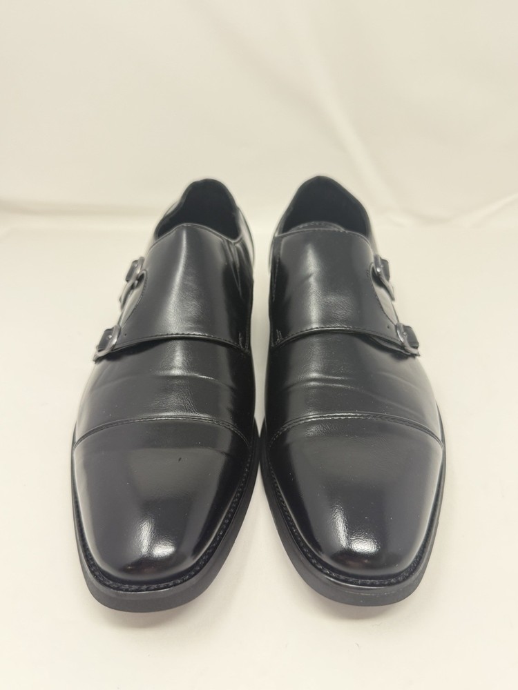 New La Milano Men's Clark Leather Double Monk Strap Dress Shoes Black Size 10