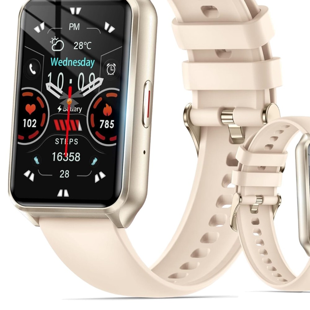 IP68 Waterproof Gold Smartwatch with Bluetooth Calling Fitness Tracker 1.57 Inch Display