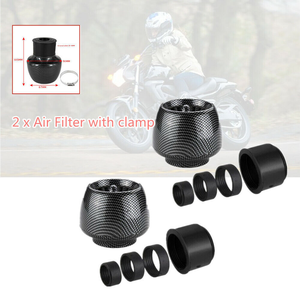 2× Motorcycle Straight Pipe Air Intake Filter 1.1