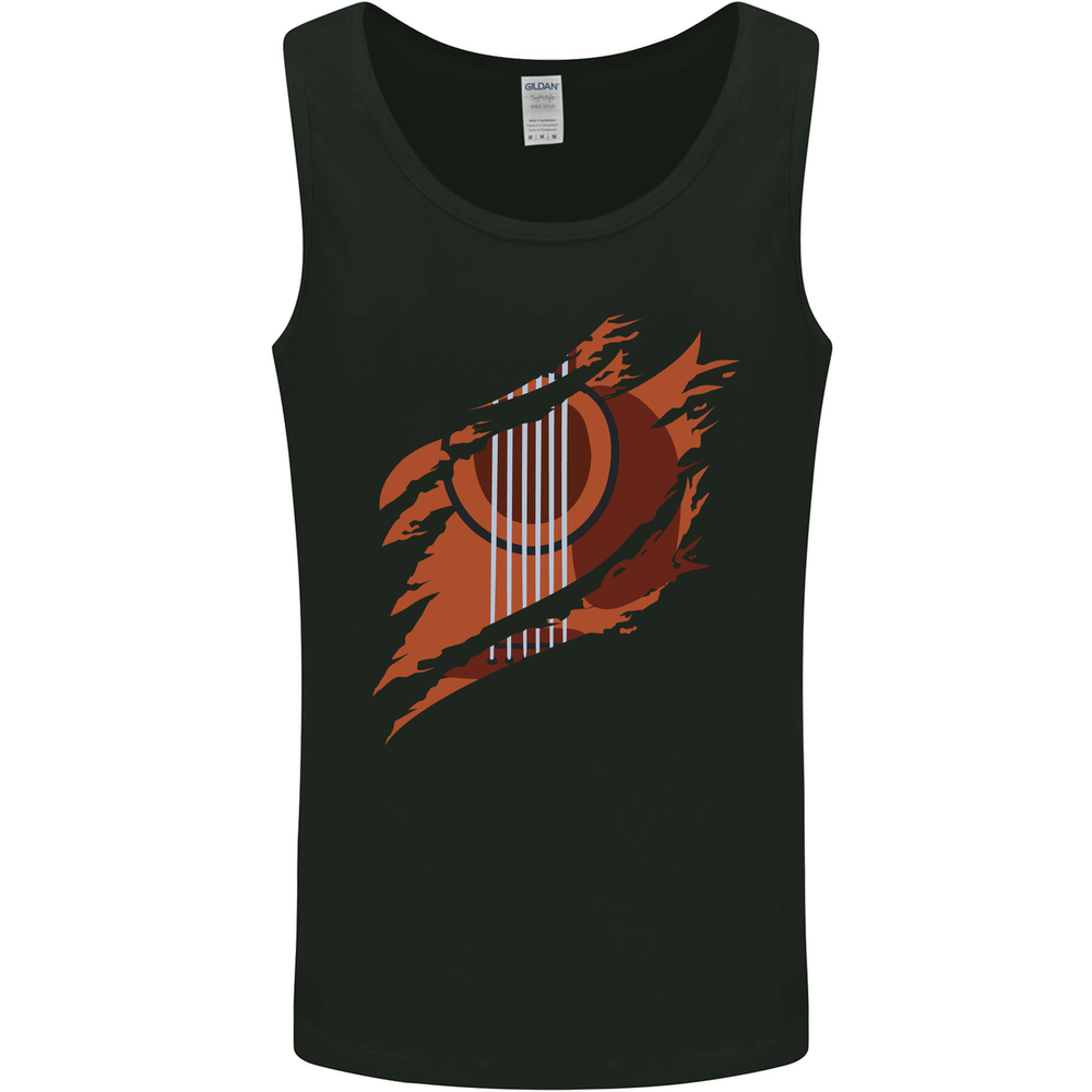 Ripped Torn Acoustic Guitar Music Funny Mens Vest Tank Top