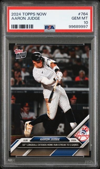 2024 Topps Now HR Streak to 5 Games #764 Aaron Judge New York Yankees PSA 10