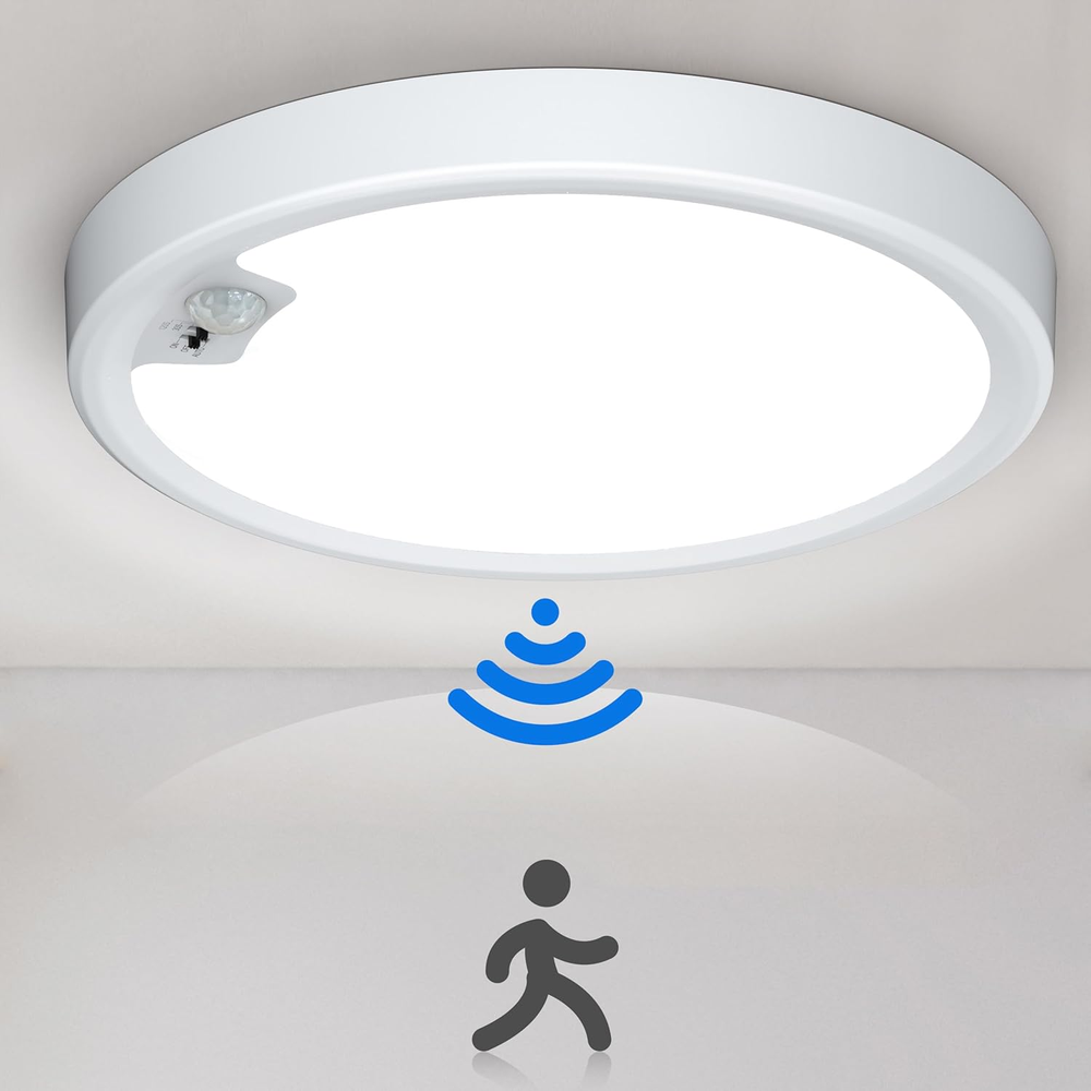 Motion Sensor Ceiling Light Wired, LED Flush Mount Ceiling Light Fixture18W/1600