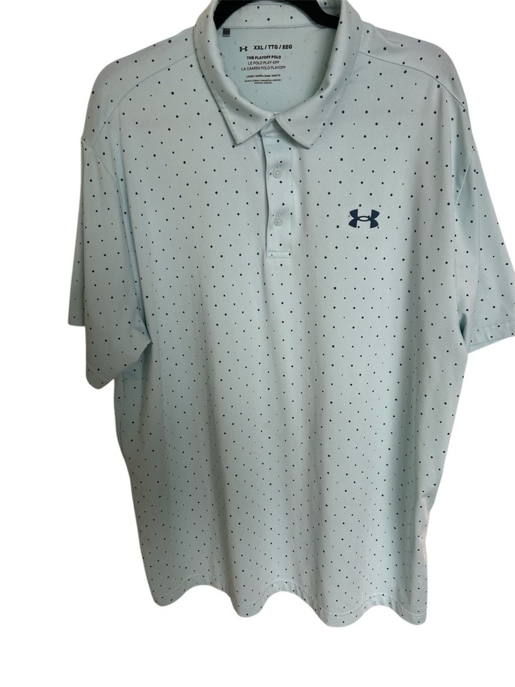 Under Armour Men’s Large Polo Shirt Teal Striped Playoff Performance Casual Golf