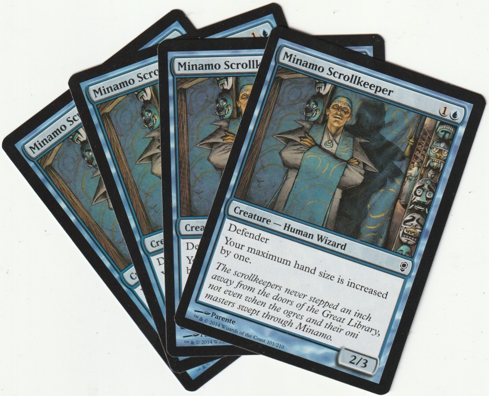 4x MTG Minamo Scrollkeeper Blue Creature Card - Magic the Gathering Playset