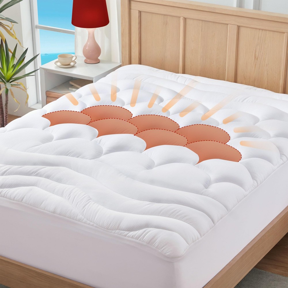 King Mattress Pad Extra Thick for Back & Hip Pain Relief, Pillow Top Cooling ...