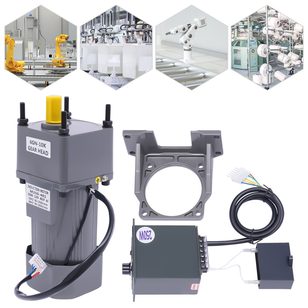 250W AC Gear Reduction Motor Electric+Variable Speed Control Reversible 110V New