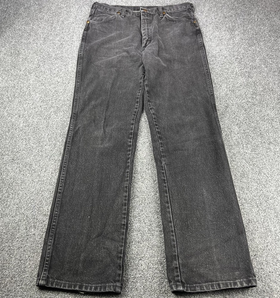 Vintage Wrangler Jeans Men 31x34 Black Cotton Western 936WBK Made In USA 80s