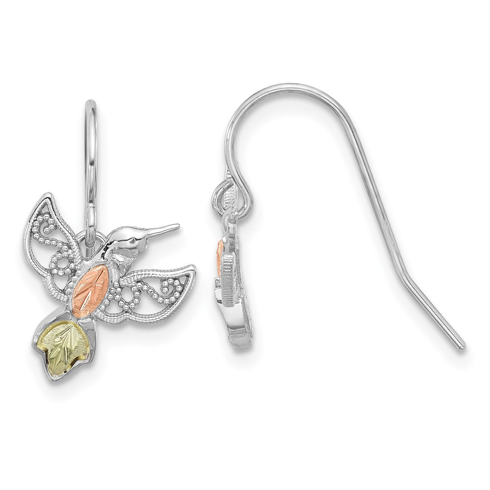 Sterling Silver with 12K Accents Hummingbird Drop & Dangle Earrings 1.26gm