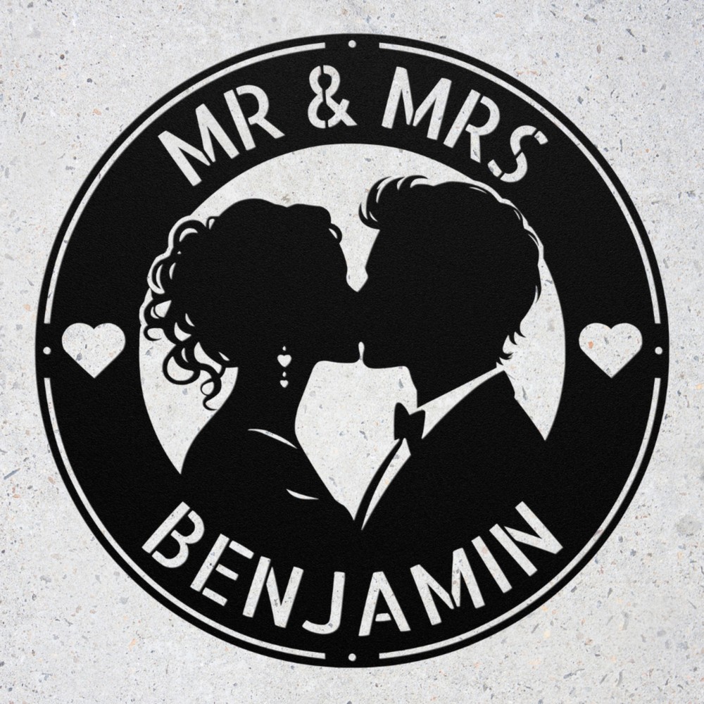 Personalized Kissing Couple Metal Sign Custom Wall Art Decor Gift for Couples